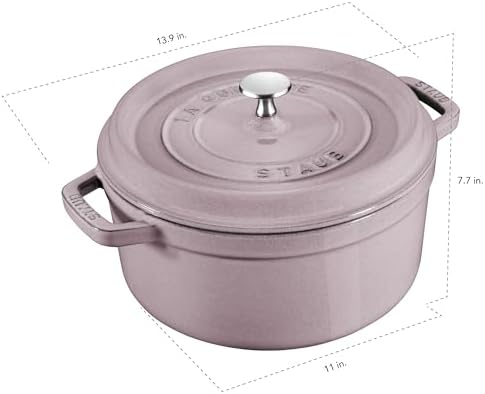 STAUB Cast Iron 7-qt Round Cocotte - Lilac - Image 3