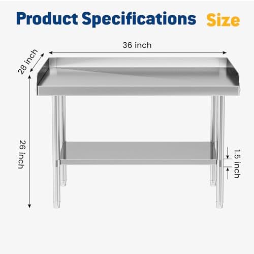 Stainless Steel Equipment Stand, 36 x 28 x 26 Inch Work Table - Image 5