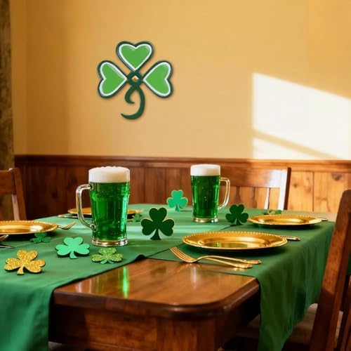 YEAHOME St Patricks Day Shamrock Wall Decorations, 11'' Metal Clover Wall Art Decor, Lucky Shamrock Yard Garden Decor Hanging for Home Front Door, Kitchen, Bathroom, Bedroom, Indoor & Outdoor - Image 3