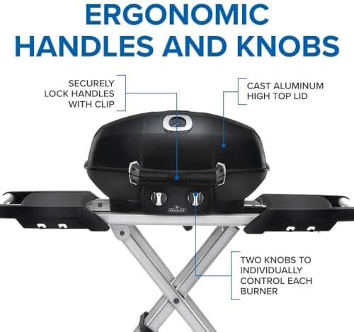 Napoleon TravelQ PRO285X Portable Propane Gas Grill with Foldable Scissor Cart, Black, 2 Burners, Tailgating, Camping, and Small Outdoor Spaces - Image 5