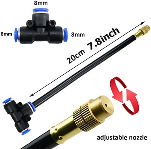 Outdoor Misting Cooling System Kit with Flexible Adjustable Nozzles & Flexible Misting Line & Filter, Patio Misters Mister System Drip Irrigation System for Outside Patio(Size:25m Tube+ 25 nozzles,) - Image 6