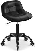 Rolling Shop Stool with Wheels, Rolling Short Stool with Back Support, 360° Swivel Garage Chair, Height Adjustable Chair 330lb Heavy Duty for Spa Salon Massage Tattoo (Black) by FreekyFit