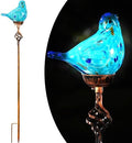 Decorative Solar Lights, Outdoor Solar Bird Stake Lights, Hand Blown Glass Decorative Garden Pathway Lights Outdoor Waterproof Glass Stakes (Light Blue) by Unknown