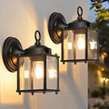 MATAMEYE Outdoor Wall Lantern, Exterior Waterproof Wall Sconce Light Fixtures, Black Front Door Wall Lighting with Clear Beveled Glass Shade, 2 Pack by MATAMEYE