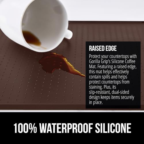 GORILLA GRIP Silicone Coffee Mat, Espresso Bar Essentials, 15x23, Brown - Image 3