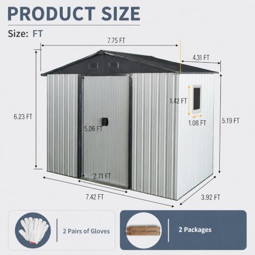 8X4 FT Outdoor Metal Storage Shed with Window and Metal Foundation - Image 4
