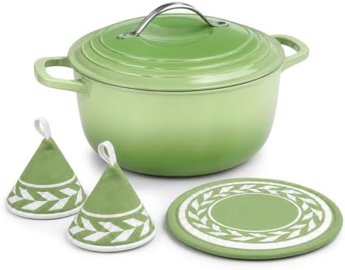 Winado 7.5 Qt Enameled Cast Iron Dutch Oven Pot with Lid, Green Ombre by Winado