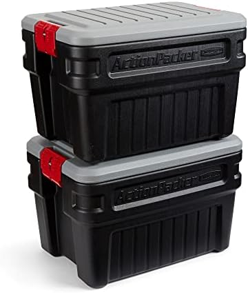 Rubbermaid ActionPacker️ 24 Gal Lockable Storage Box Pack of 2, Outdoor, Industrial, Rugged, Grey and Black by Rubbermaid
