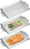 Onlyfire 3 Packs Stainless Steel Rectangle Grill Baskets for Grilling by Onlyfire+Chef