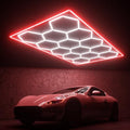 Hexagon Garage Lights, 14 Grids Hexagon LED Lights with Rectangle Frame, 603W 6500K Super Bright Honeycomb Light for Warehouse, Car Detailing Shop, Exhibition Hall, Gym(Red) by WelcometovisitLitezone
