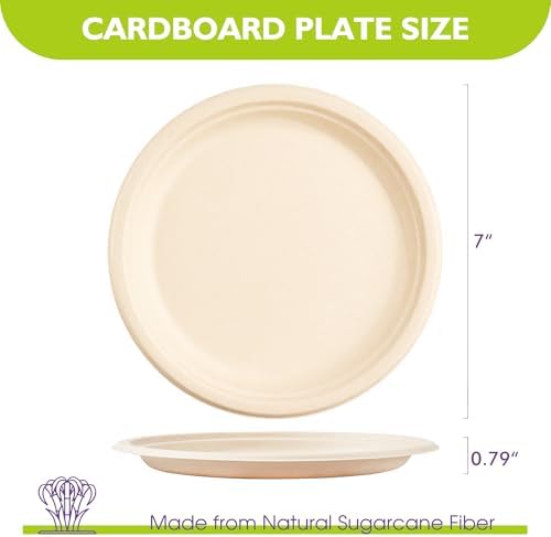 PACKINNO125 Pack 7 Inch Compostable Paper Plates - Image 2