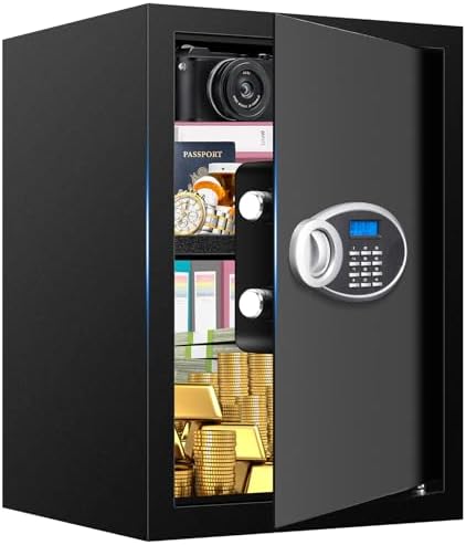 3.3 Cubic Feet Home Safe Fireproof Waterproof, Digital Home Security Safe Box with Programmable Keypad and Spare Keys, Document Safe for Money Firearms Medicine Valuables by HomeSafe