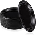 Plastic Plates 9 Inch Plastic Solid Round Party Dessert Dinner Plates for Weddings Party BBQs Birthday Camping and Anniversary (30, Black) by Unknown