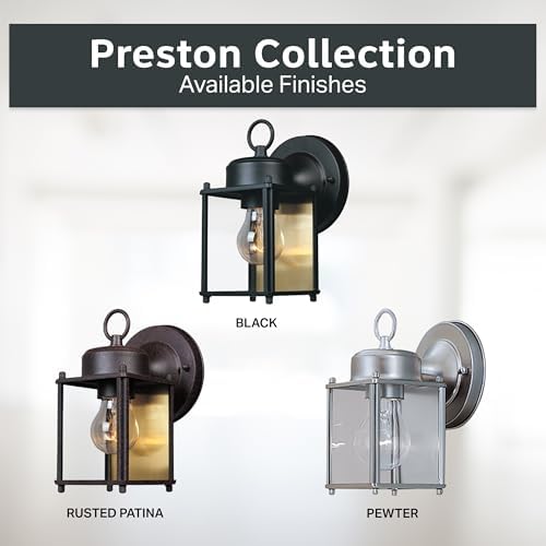 DESIGNERS FOUNTAIN Preston 8 Inch Outdoor Wall Light, Black, 1161-BK - Image 6