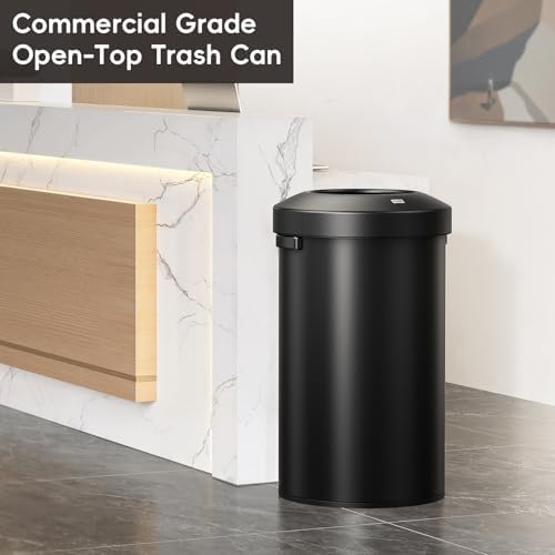 EKO Urban 32 Gallon Round Black Stainless Steel Open Top Waste Bin, Tall Commercial Trash Can for Indoor/Outdoor, Extra Large Metal Garbage Bin for Office, Restaurant, Restroom,120L - Image 3