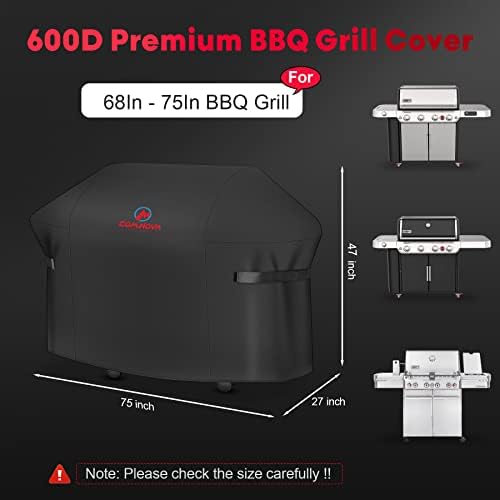 Comnova Grill Cover 75 Inch, 7109 BBQ Cover for Weber Summit 600 Series 6 Burner Grills, 600D Heavy Duty & Waterproof Barbeque Cover for Weber, Char-Broil, Monument, Brinkmann, Dyna-glo, and Nexgrill - Image 2