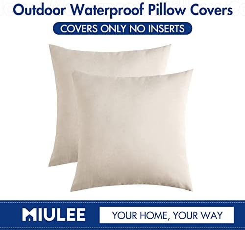 MIULEE Decorative Outdoor Pillow Covers Waterproof 16x16 Beige - Image 6