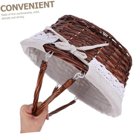 Hand Woven Picnic Basket with Handle Xmas Rustic Fruit Basket - Image 6
