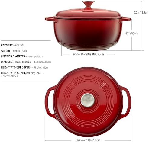 Mercer Culinary Enameled Cast Iron Round Dutch Oven, 6 qt., Red - Image 5