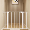 29-42 inches Metal Baby Gate for Stairs/Doorways, 30 inches Tall Pressure Mounted Pet Gates, Auto-Close Child Safety Gate, No Drilling Easy Walk-Through Dog Gate Indoor, White by Unknown