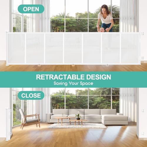 EZIGO 120 Inch Retractable Baby Gates Extra Wide Reinforced Baby Dog Gate - Image 6