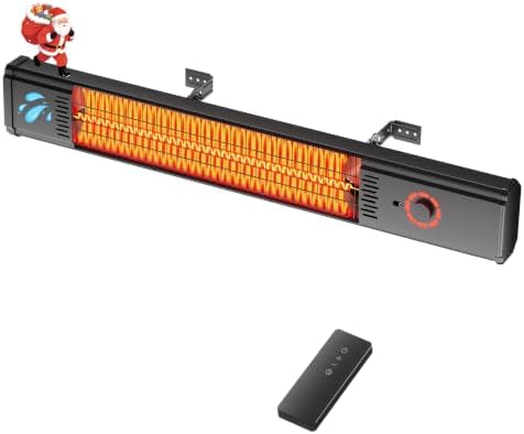 Patio Heater for Outdoor Use 1500W, 8H Timer, Waterproof, Infrared Electric Wall-Mounted Patio Heater, 8 Levels Heating for Garage Backyard Black by Danluke