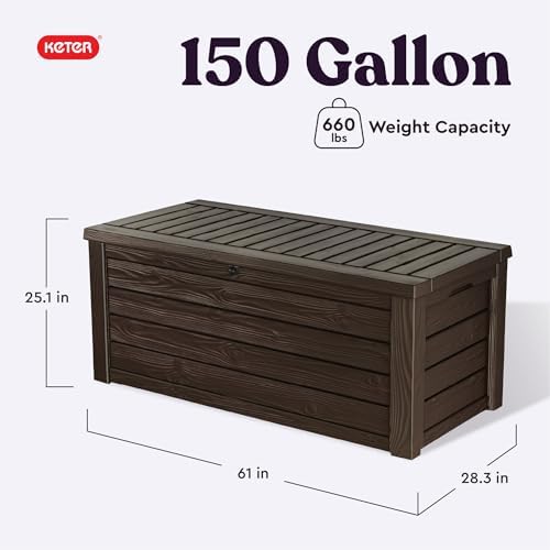 Keter Westwood 150 Gal Outdoor Storage Box for Patio and Pool Accessories - Image 3