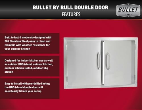 Bullet by Bull Stainless Steel Outdoor Kitchen Grill Set - Built-In Liquid Propane Grill -BBQ Kitchen Island Bundle - Includes 5 Burner Grill, Double Access Door & Double Storage Drawer - Image 2