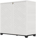 HOMSPARK Indoor/Outdoor Storage Cabinet with Doors, 34”x15”x34” HDPE Plastic Storage Box for Bedroom, Bathroom, Living Room, Balcony, Multi-Purpose for Daily Tools, White by HOMSPARK