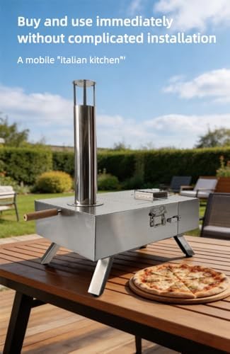 Outdoor Wood-Fired Pizza Oven, Stainless Steel, 26x15x29 Inch, Split Design with Separate Fuel Box, Heat-Shield Handle, for Camping and Home Gatherings - Image 4