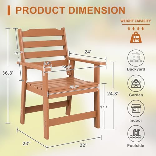 FUNBERRY Outdoor Dining Chairs Set of 2, HDPE Patio Chairs for Outside - Image 6