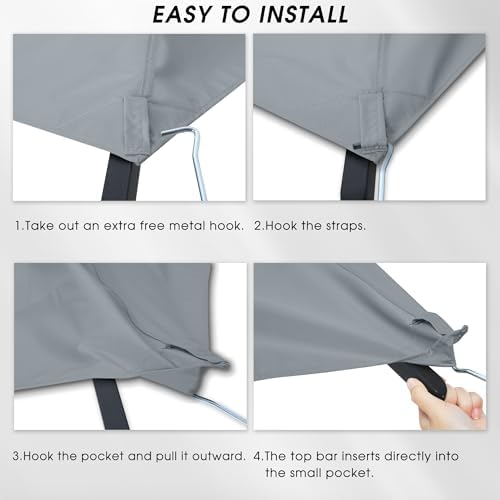 MASTERCANOPY Replacement Canopy top for Grill Gazebo L-GG001PST-F, Gray - Image 5