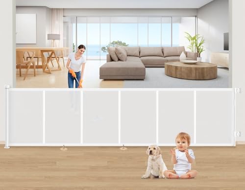 EZIGO 150 Inch Retractable Baby Gates Extra Wide Reinforced Baby Dog Gate by EZIGO