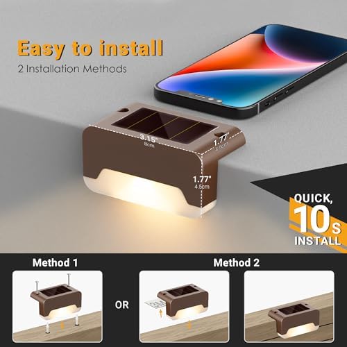 SOLPEX Solar Deck Lights, Solar Step Lights for Outside Waterproof Led Stair Light for Outdoor Fence, Balcony, Patio, Railing, Front Porch, Yard and Pathway(20pack Warm White) - Image 5
