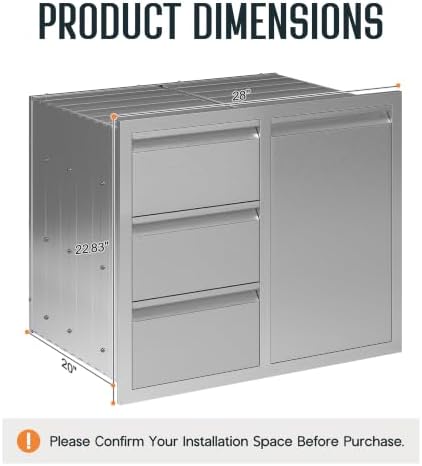 SPECRAFT 28 in Stainless Steel Outdoor Kitchen 3-Drawer & Door Cabinet - Image 3