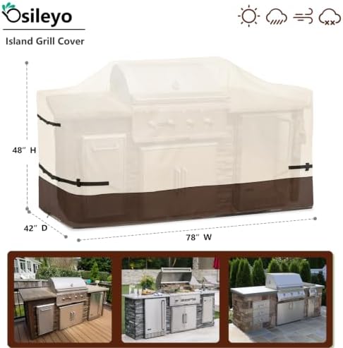 78Inch Island Grill Cover,Outdoor Extra Large Grill Cover,Brown - Image 2