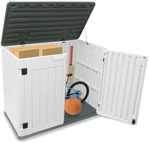 35 Cu.ft Outdoor Storage Shed, Large Resin Storage Box, Waterproof & Lockable Cabinet for Garden Yard Patio Garage Backyard Storage (White - 35 Cu. ft) - Image 2