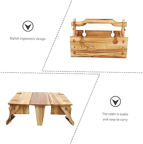 2-in-1 Picnic Basket Folding Picnic Desk Xmas Portable Wooden - Image 4