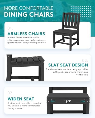 SERWALL Outdoor Patio Dining Set for 6, Black - Image 6