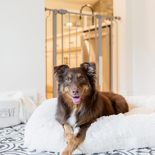 Carlson 36" Extra Tall Walk Through Dog Gate for Doorways & Bottom of Stairs, Metal Pet Gate with Small Pet Door, Expands 29”–36.5”, Platinum Gray - Image 5