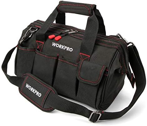 WORKPRO 14-inch Tool Bag, Multi-pocket Tool Organizer with Adjustable Shoulder Strap, W081021A , black by WORKPRO