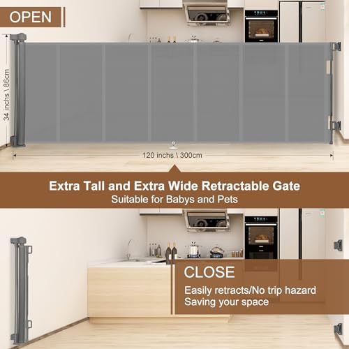 Miumoon 120 inch Reinforced Retractable Baby Gates 34 inch Tall - Image 4