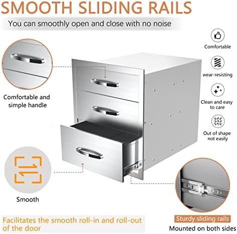 Outdoor Kitchen Drawers 20W x 27H x 23D Inch, Flush Mount Access BBQ Island Drawers for Outdoor Kitchens or BBQ Island Patio Grill Station - Image 4