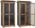 Storage Cabinet Outdoor Garage Cabinets with 3 Adjustable Shelves, Lockable Door, Wood & Metal Weather-Resistant Pantry Cabinet for Patio Garden Home Farm (33.3" Lx 21" Wx 69" H) by PETSCOSSET