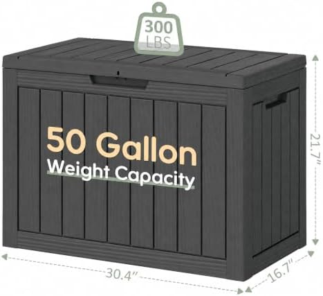 KAMABOKO 50 Gallon Outdoor Storage Box Waterproof Deck Box for Patio - Image 2