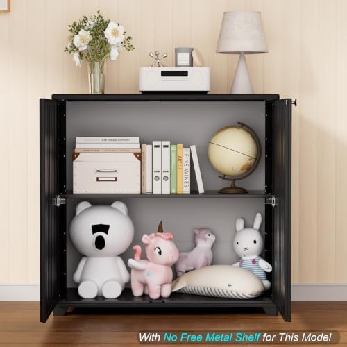 HOMSPARK Indoor/Outdoor Storage Cabinet with Doors, 34”x15”x34” HDPE Plastic Storage Box for Bedroom, Bathroom, Living Room, Balcony, Multi-Purpose for Daily Tools, Black - Image 4
