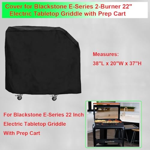 Griddle Cover for Blackstone E-Series 2-Burner 22" Electric Tabletop Griddle with Prep Cart- 600D Grill Cover for Blackstone E Series 22 Electric Griddle, Heavy Duty & Waterproof Outdoor - Image 2