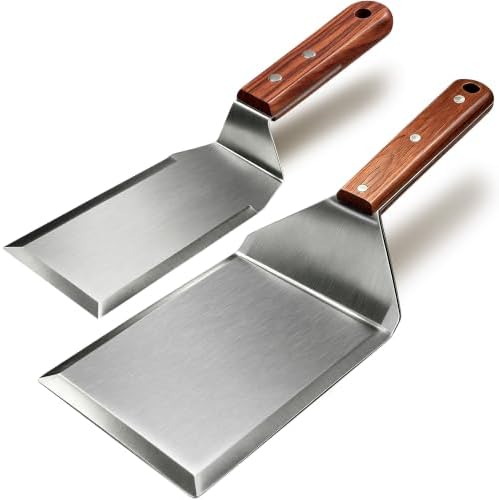 Large and Small Stainless Steel Griddle Spatula BBQ Burger Turner by BBQTOOLACCESSORIESFORGRIDDLE