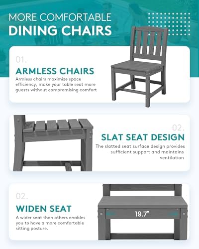 SERWALL Outdoor Patio Dining Set for 6, Grey - Image 5
