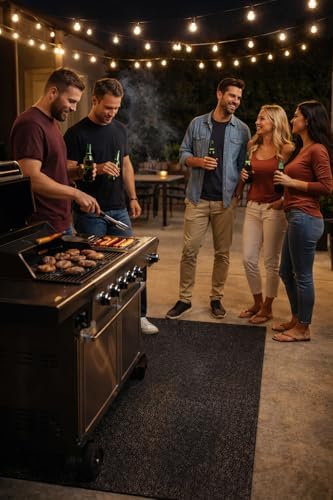 Rhino Hide Embossed Grill Guard Mat - Heat Resistant Outdoor Grill Floor Mat for Patio, Deck & Garage Surface Protection - Rectangle, Black (36”x72”) - Image 2